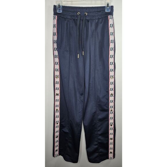 A/X Armani Exchange Womens Track Pants XS Black Red Logo Snap Up Leg Side Stripe - Picture 4 of 16
